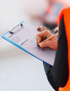 CuraFlor worker surveying checklist.
